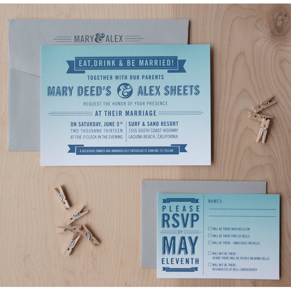 Wedding Invitation - modern invitation, Ombre, poster invitation, fun invitation, clever invitation, humorous invitation