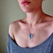 Mystic Blue Quartz Crystal Spike Necklace - Gemstone, Silver Shimmery Chain - Rocks and Minerals Collection - Gift Box