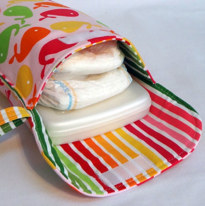 Diaper Wristlet in Robert Kaufman Pink Whales (see shop annc. for free shipping offer)