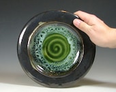 Ceramic plate small, salad dish, side plate, dessert, glazed in gray green, handmade stoneware by hughes pottery handmade