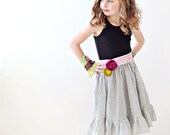 Girls Vintage Style Black and White Stripe Seersucker Petticoat... Sizes 2T through 14