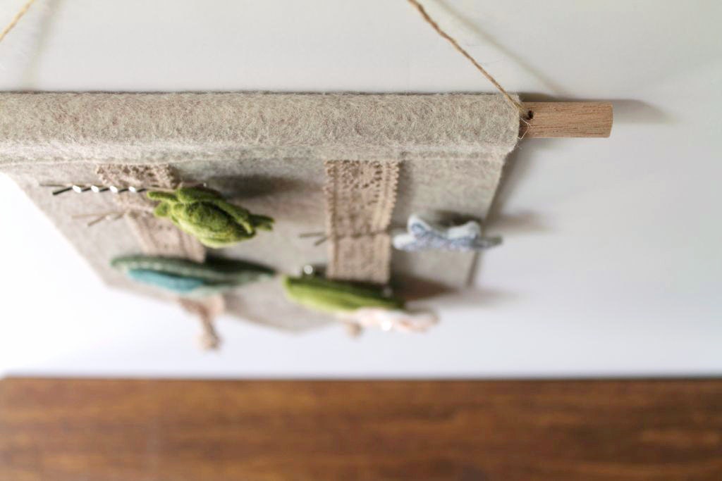 Pretty Felt Hair Clip Organizer //  Womens Accessory Holder // Rustic Taupe Flag // Handmade by OrdinaryMommy on Etsy