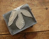 speckled orchids repurposed leather wallet