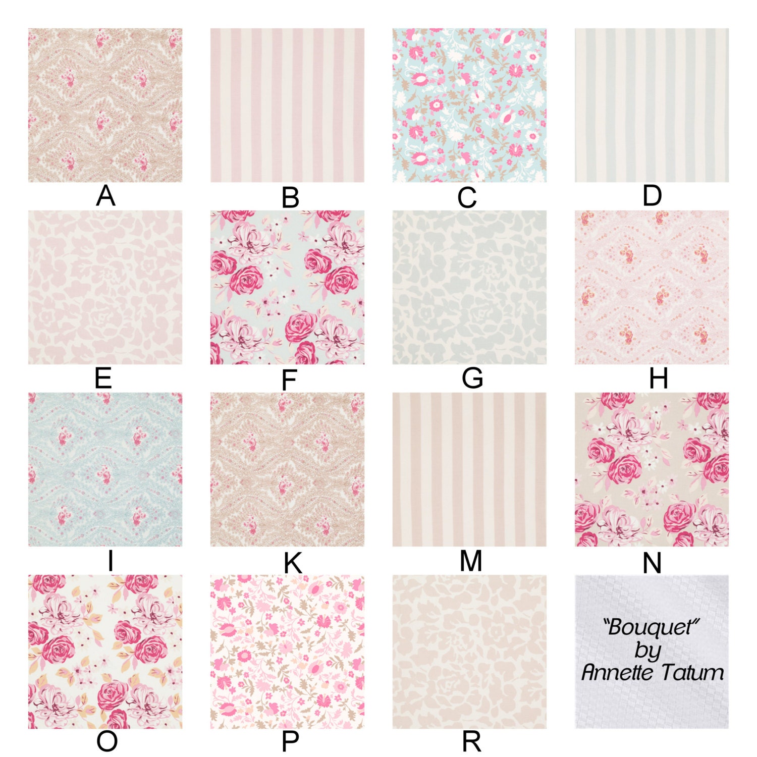Bright Pink and Soft Blue Chic Baby Bedding Set - Bouquet by Annette Tatum