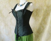 Freyja Dark Forest Green Corset, ready to ship-to fit natural 36-38 inch waist