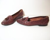 1980s WOVEN LEATHER tassel LOAFERS, 7