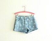 denim floral print 90s shorts s/m
