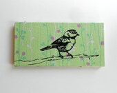 Magic Wallet - silkscreened Little Bird bill fold Green with pink