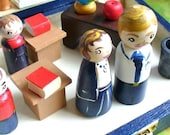 teacher gift / Wooden Toy, Wooden Peg Doll, School Days Playbox  - Waldorf Toys