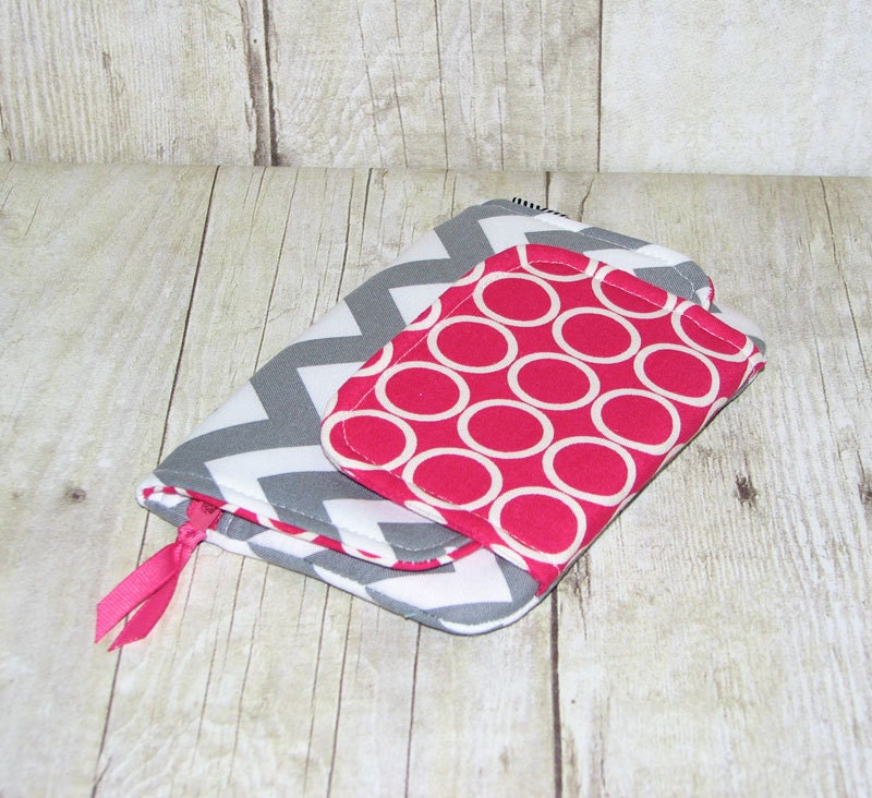 Fresh n Trendy Zipper Wallet   -  Hot Pink Gray Chevron - FREE SHIPPING