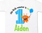 Birthday boy personalized little monster Tshirt