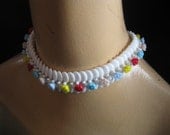 Vintage Milk Glass Flower Necklace & Earring Set Prairie Bride Garden Party