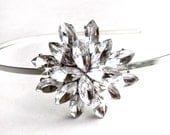 Starburst Rhinestone Headband - Silver Asymmetrical Brooch - Bridal Headband - Wedding Headband