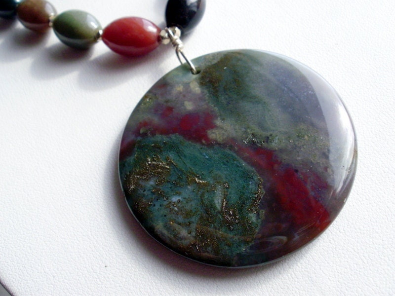Statement necklace -  Fancy Jasper stone and pendant