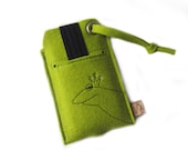 felt phone case lime green frog prince