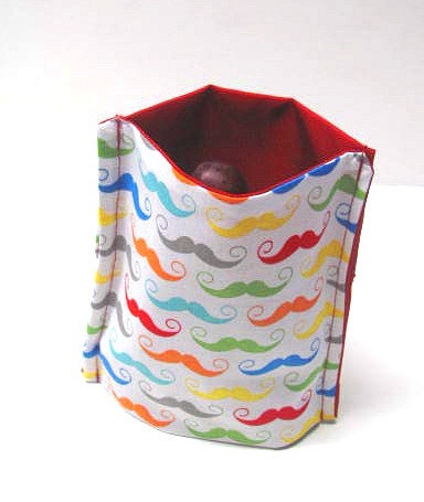 Reusable Snack Bag, Pleated Bottom, Mustache , Eco Friendly Lunch Kit,  Eco Lunch Tote, Treat Bag, Goody Bag, Mens, Teens, Ready to Ship