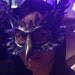 Griffin leather mask, hand-painted in metallic blue-green and green-gold, gryphon