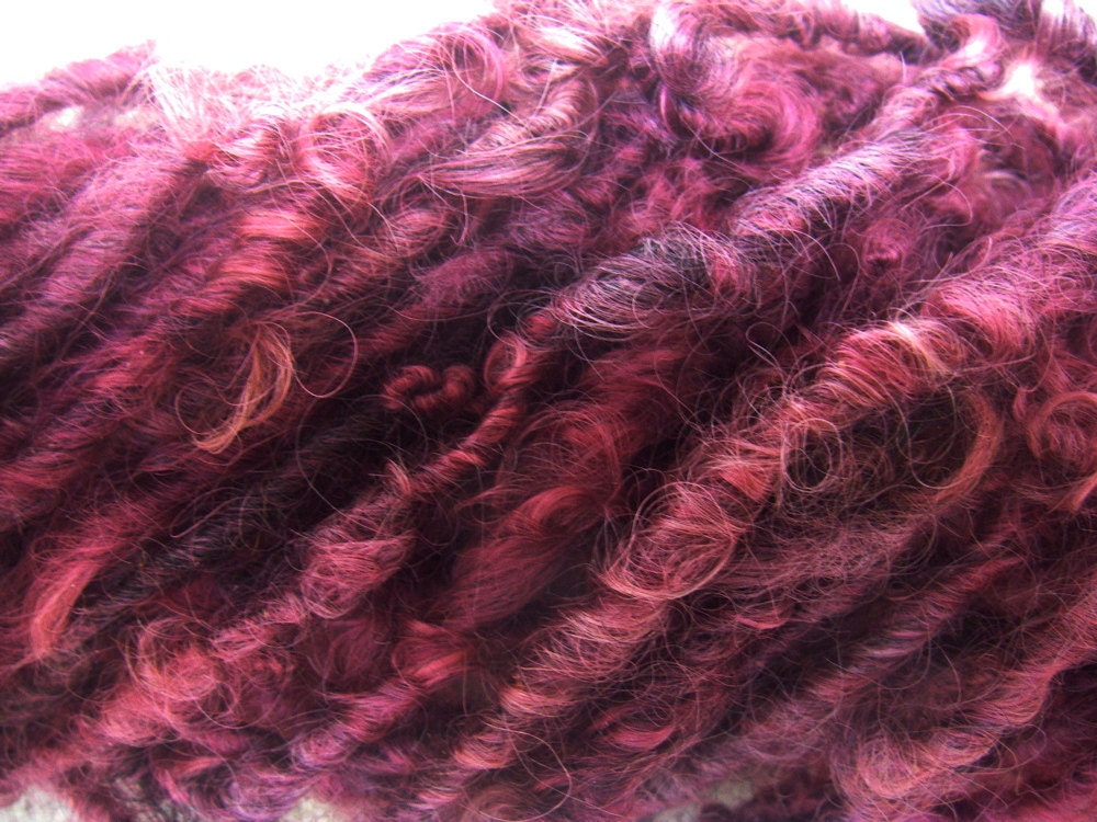 Handspun Lincoln Longwool Wool Yarn in Wine Red by KnoxFarmFiber
