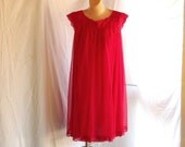 Vintage Nightgown Red Nightie Nightgown Lingerie