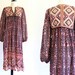 70s Phool Vintage India Ethnic Boho Hippie Sheer Cotton Indian Gauze Gypsy Festival Maxi Dress . XS . SM . No.321.5.23.13