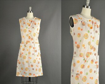 25% Off Sale 1960s Dress, 60s Dress striped floral sun dress day dress mod sleeveless