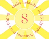 You Are My Sunshine Personalized Round Address Labels or Party Favor Stickers