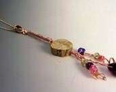 Bits of Spring Necklace Amethyst Peridot Copper Bronze OOAK