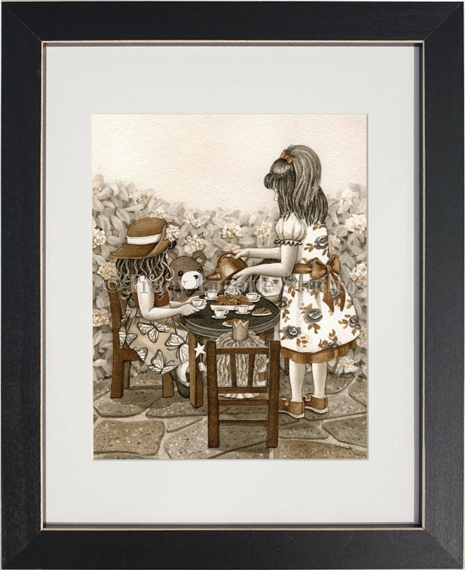 Tea Party - 8"x10" archival watercolor print by Tracy Lizotte
