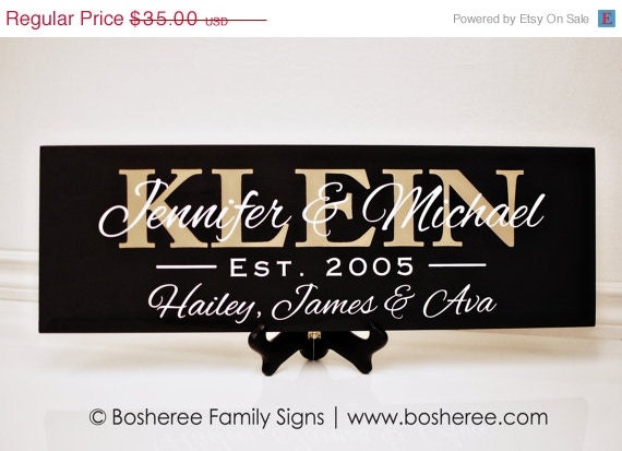 ON SALE Personalized Family Name Sign with Established Date - Perfect wedding or anniversary gift - ETS-173