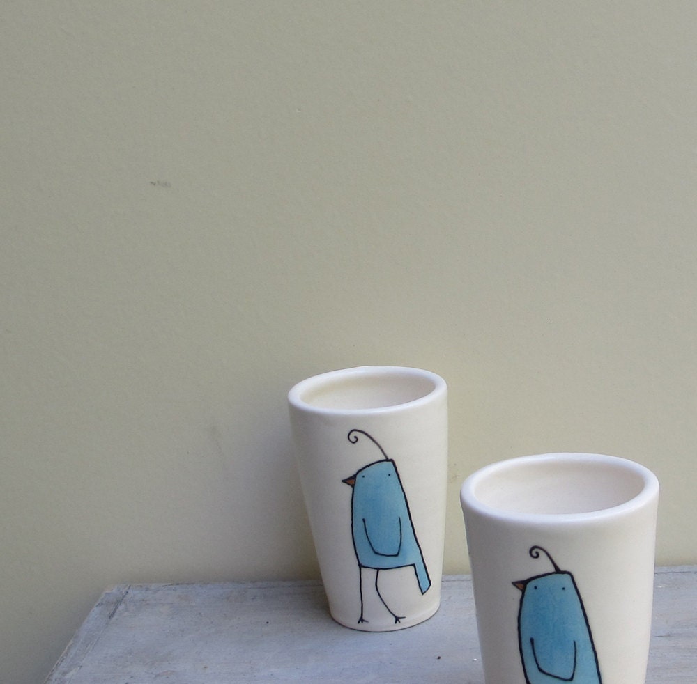 Ceramic blue bird vase, bird flower vase gift for her,  Mother's day gift  pottery by catherinereece