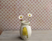 Yellow bird vase, hanging wall flower vase, spring baby nursery decor
