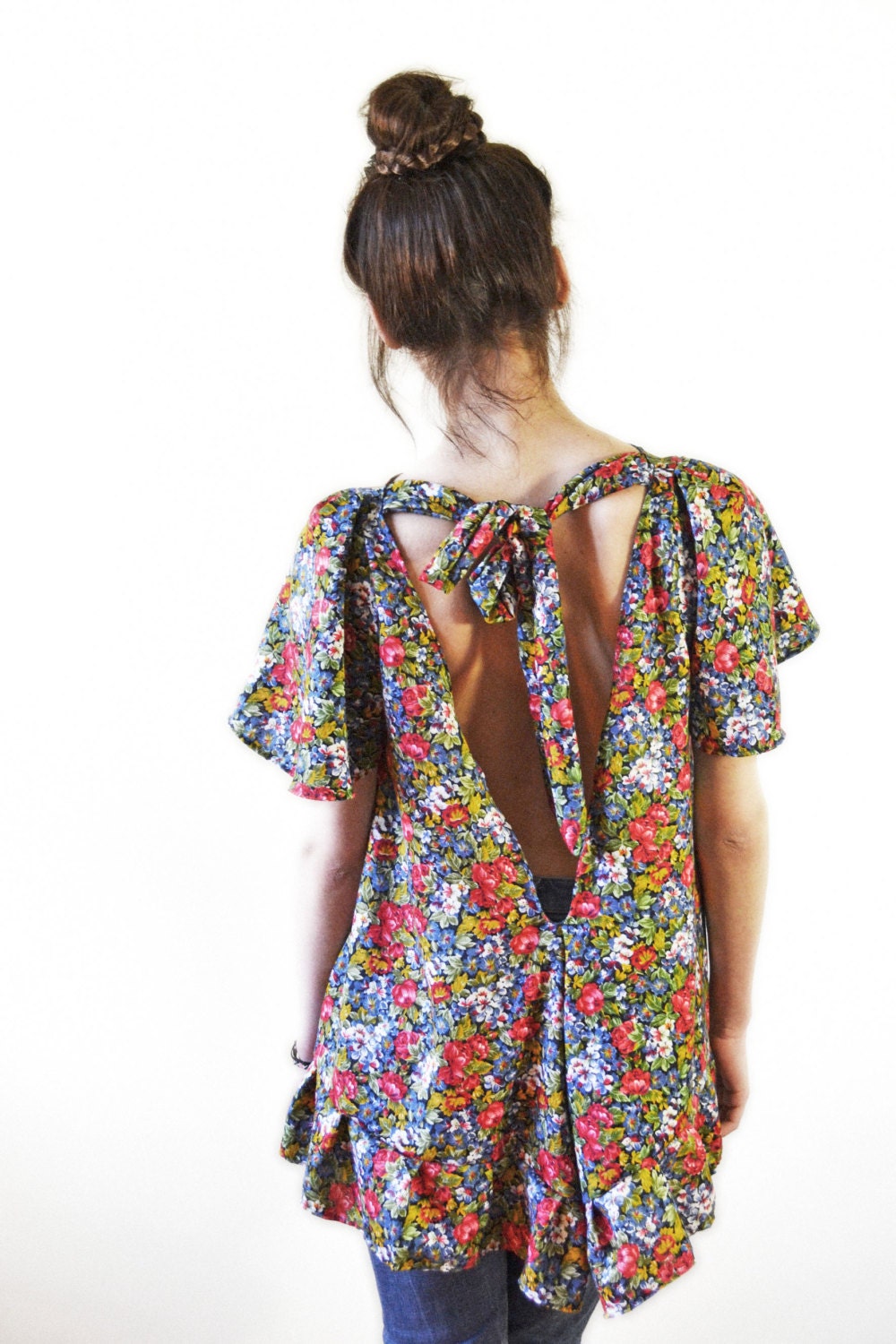 Colourful Open Back Blouse// Loose and baggy// S,M,L