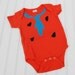 Great Baby Shower Gift Fred Flintstone Onesie - Orange 100% cotton sewn applique for boys or girls READY TO SHIP