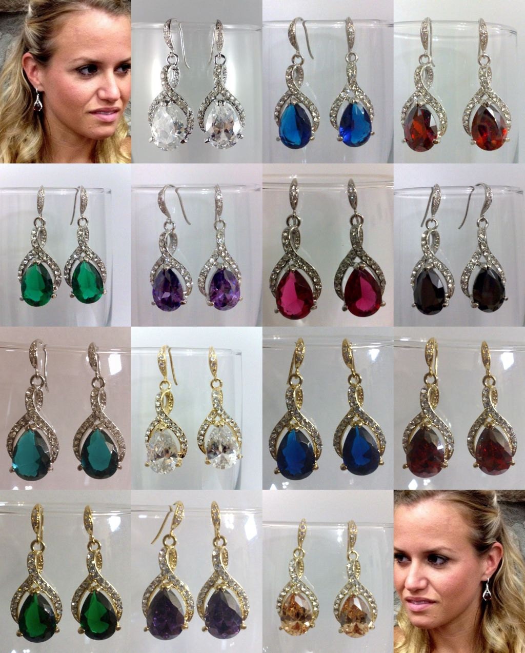 Bridesmaids Earrings, Bridal Party Jewelry, Oval Teardrop Wedding Accessories, TWIRL (1 Pair)