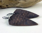 Sterling silver and Copper Tribal Dangle earrings - Shelter Me -