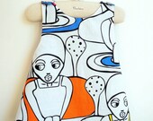 Girls Dress - Reversible Pinafore top or dress - The Deauville - French Style - 6 months to 5Y