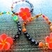 GOOD KARMA Bracelets, Simple Stretch Bracelets - One of A Kind, Summer, Beaded Bracelet, Multi Color, Orange Clay Flower Bracelet