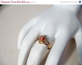 Summer Sale Vintage gold brown stone ring size 6