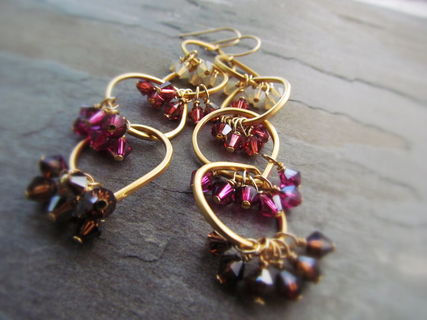 LYKKE-Golden Hoop Chandelier Earrings with Swarovski Crystals