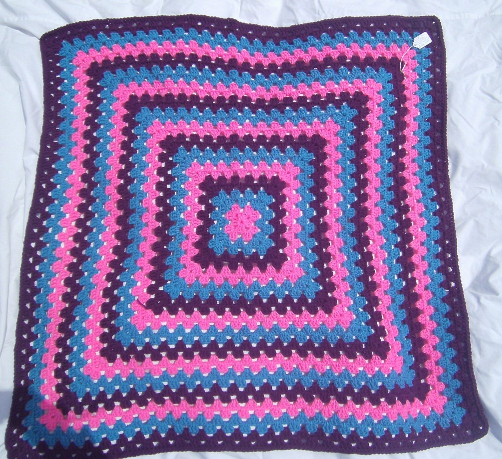 Custom Made To Order-Beautiful Hand Crocheted Lap Granny Square Afghan-You Choose Color(s)