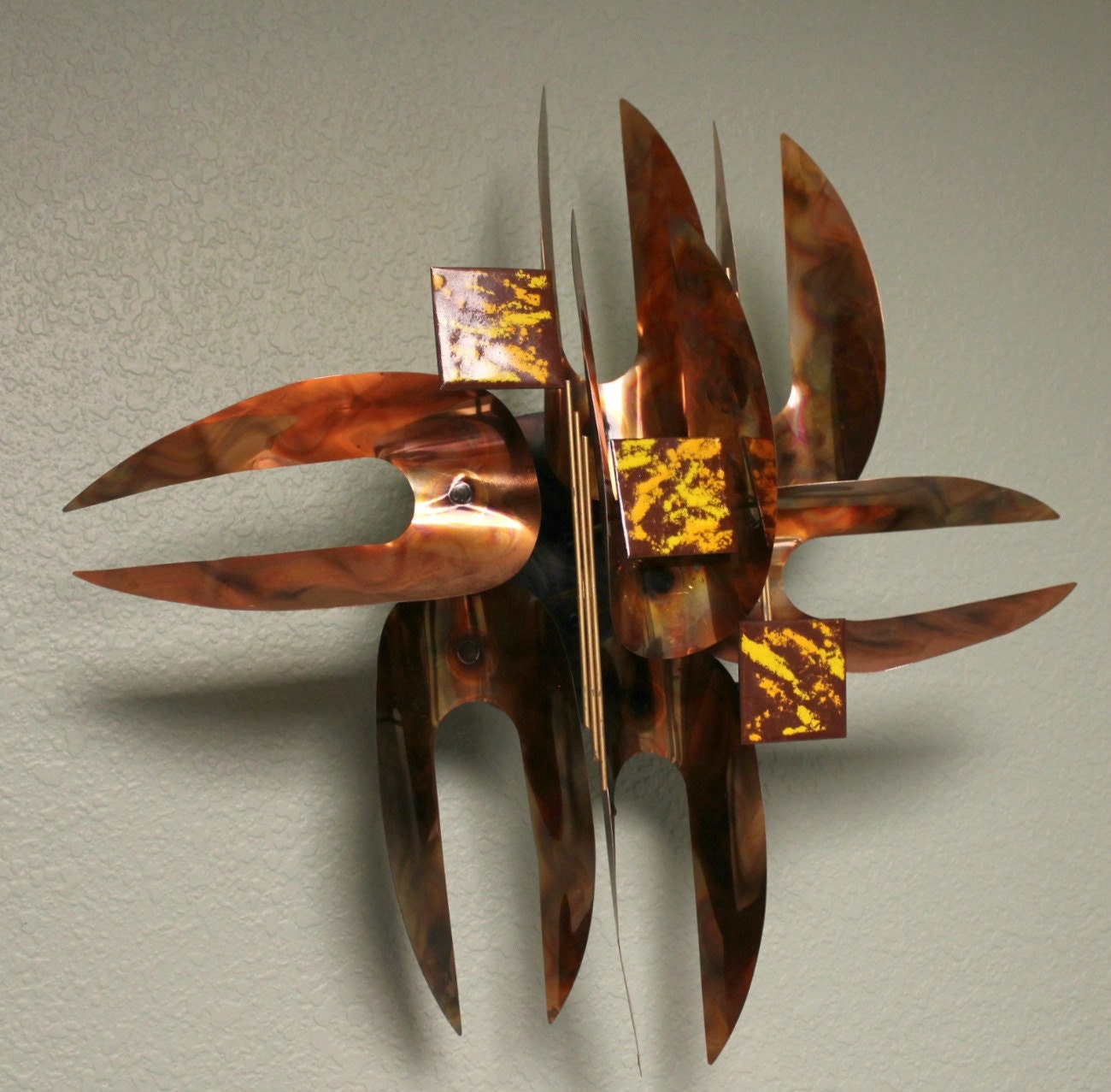 Vintage Jere Era Copper Enamel Wall Sculpture Metal Art