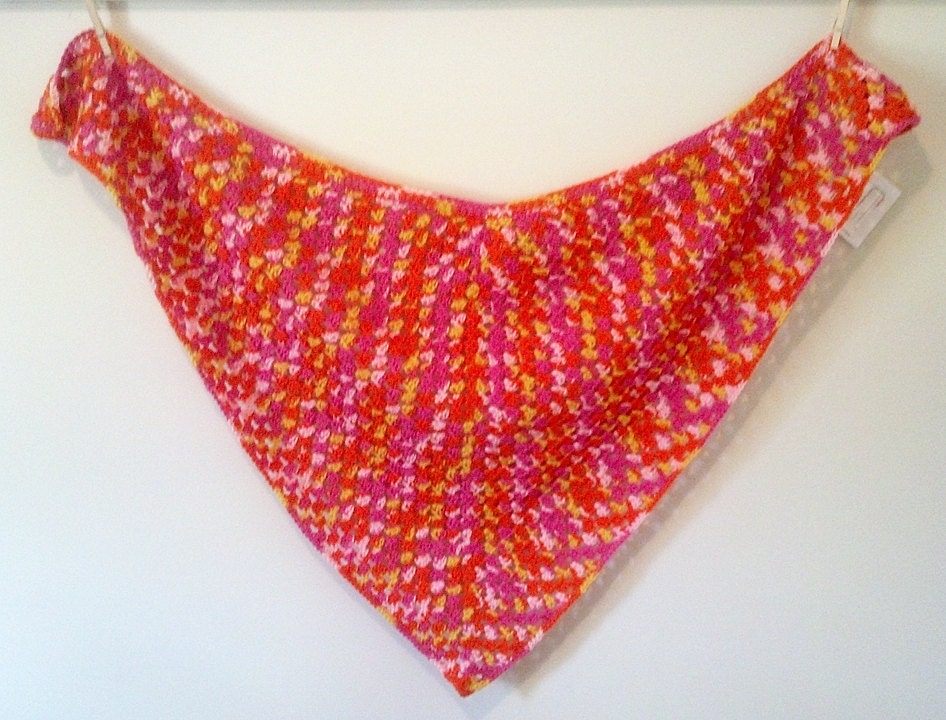 crocheted triangle granny square shawl in TROPICAL COLORS