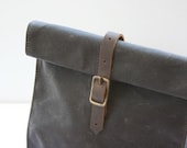 Dark Brown Waxed Canvas Lunch Bag