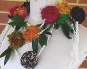 recycled sari silk  rose necklace lariat or belt hand crocheted by plumfish