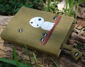 Notebook with Princess Mononoke "Kodama" Hand Painted on green cotton Cover