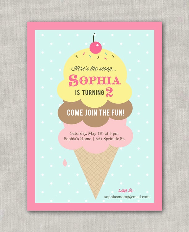 Ice Cream Birthday Invitation