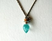 Vial Necklace - teal glitter