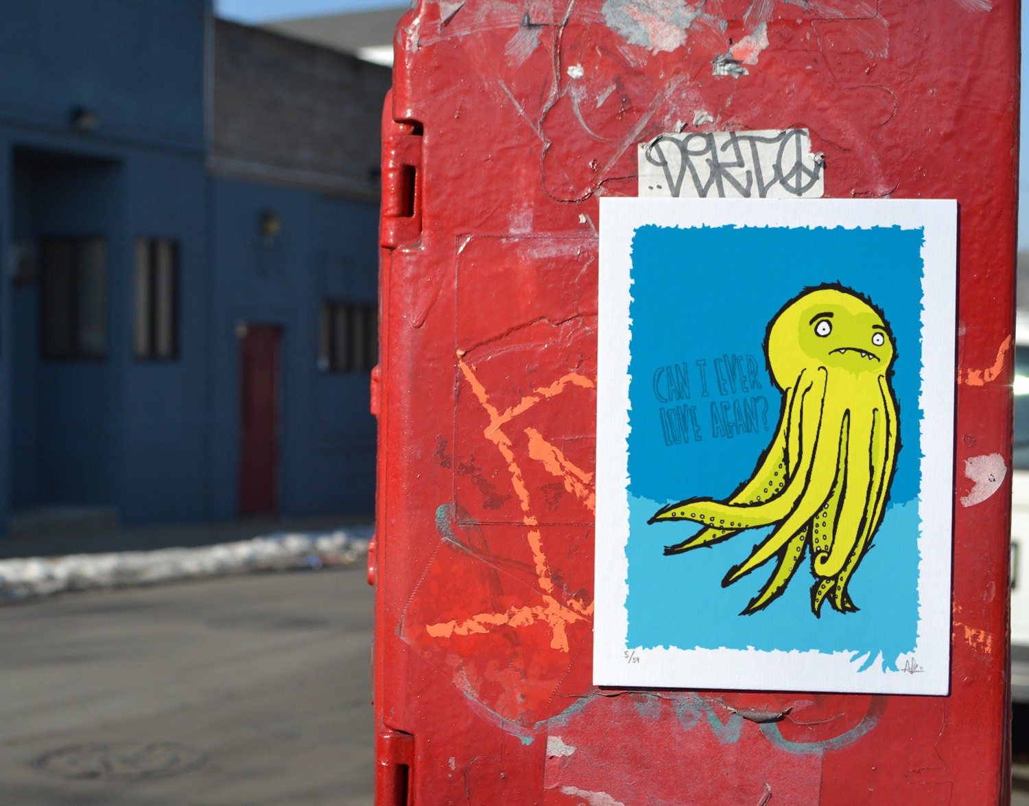 Can I ever love again - Sad squid - Limited Edition Signed and Numbered 5x7 Giclée Illustration