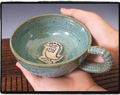 Super Cute Peekaboo Monster Mug/bowl in Turquoise by misunrie