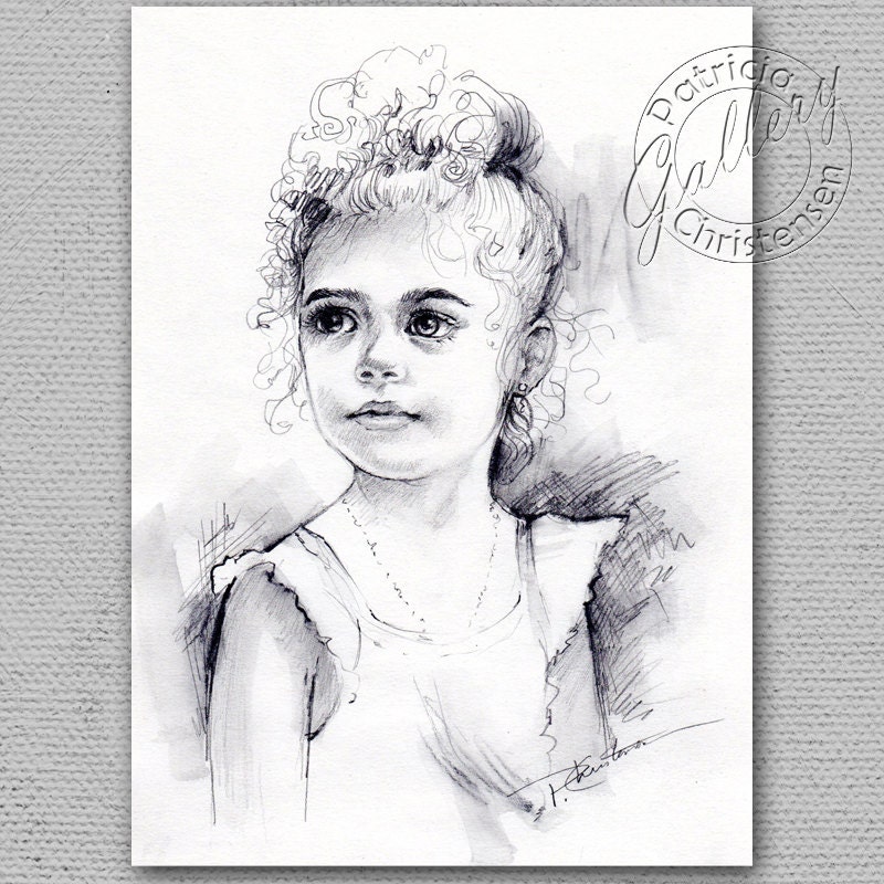 Graphite Pencil Drawing - Custom Portrait - from your photos - Sketch by Patricia Lee Christensen